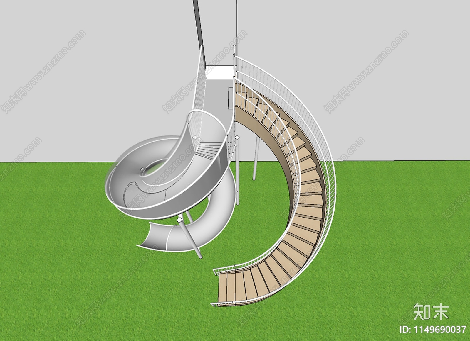 旋转滑梯SU模型下载【ID:1149690037】