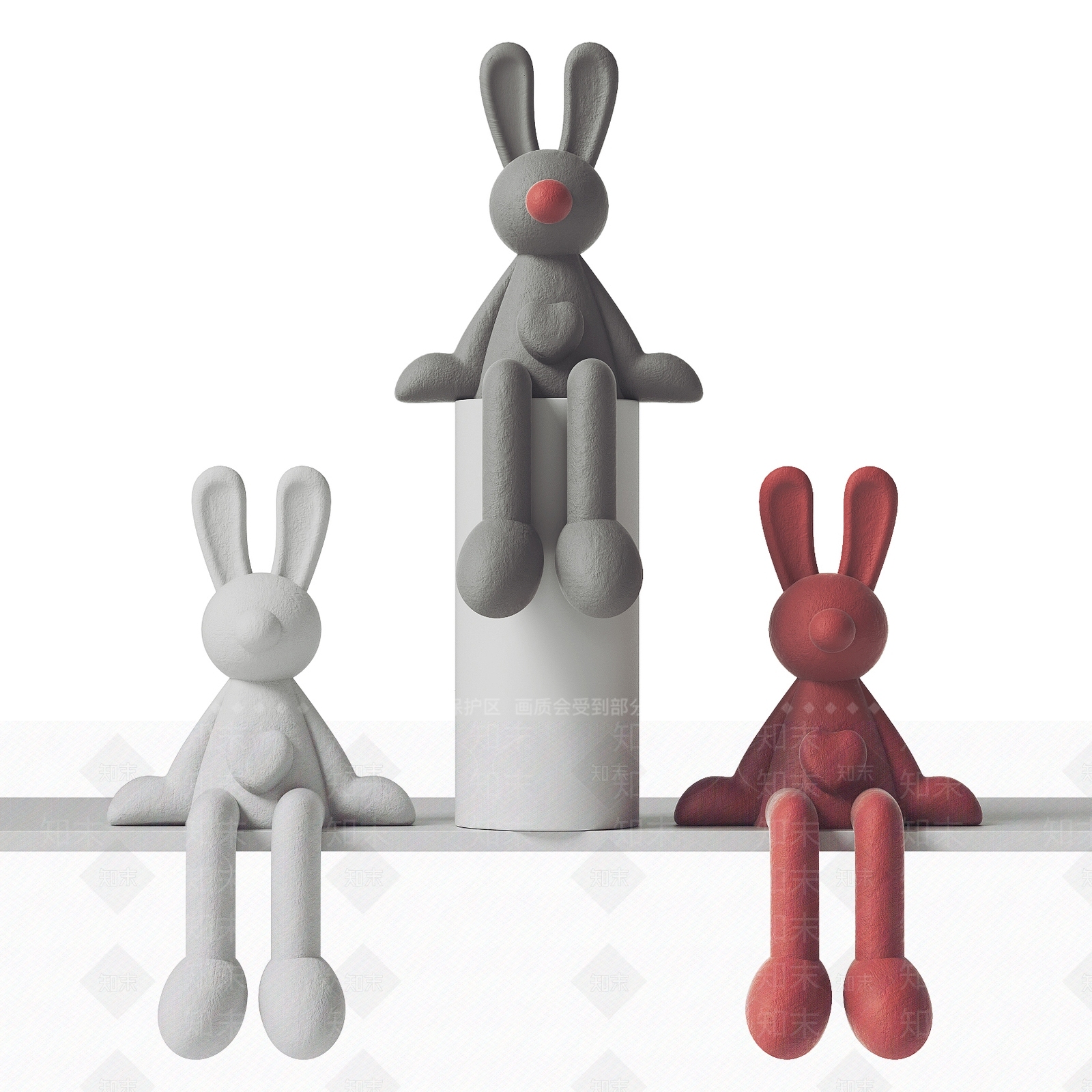 现代兔子雕塑摆件SU模型下载【ID:1149383188】