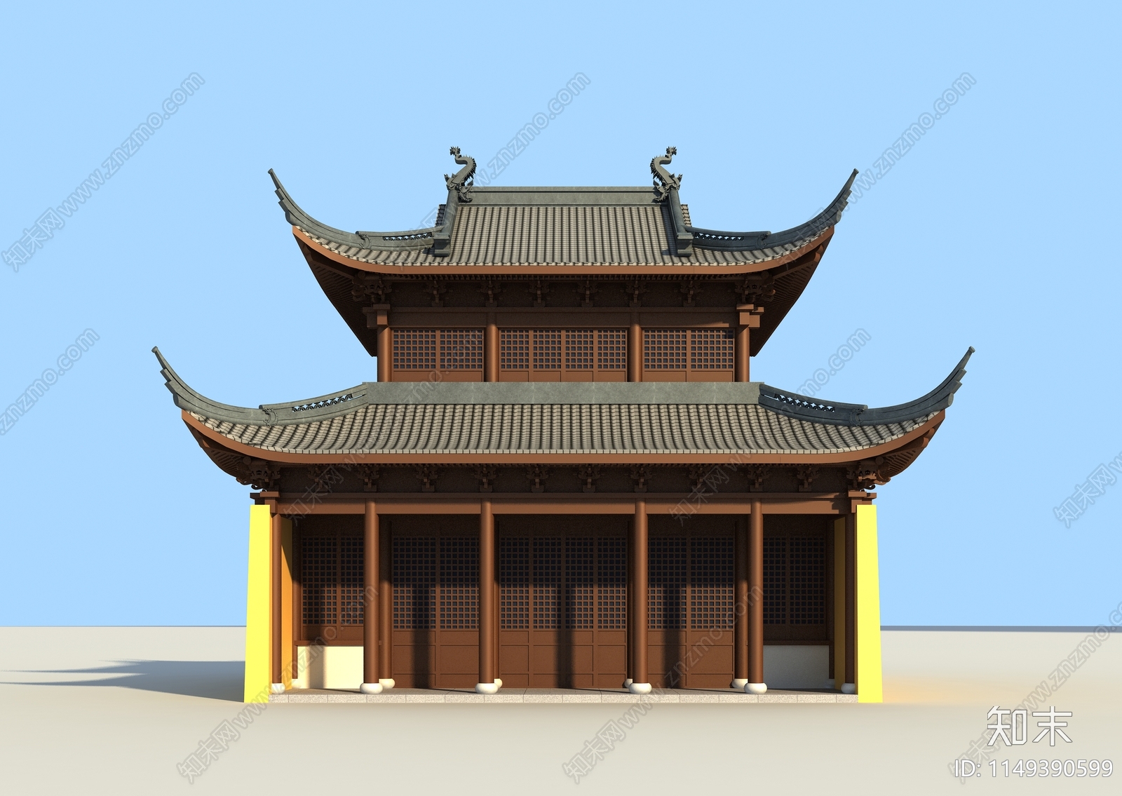 中式寺庙SU模型下载【ID:1149390599】