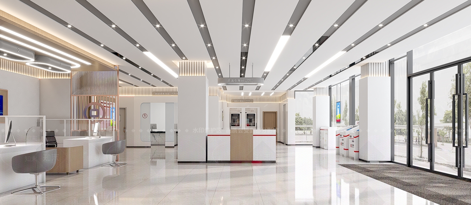 现代中国银行大厅3D模型下载【ID:1149393566】