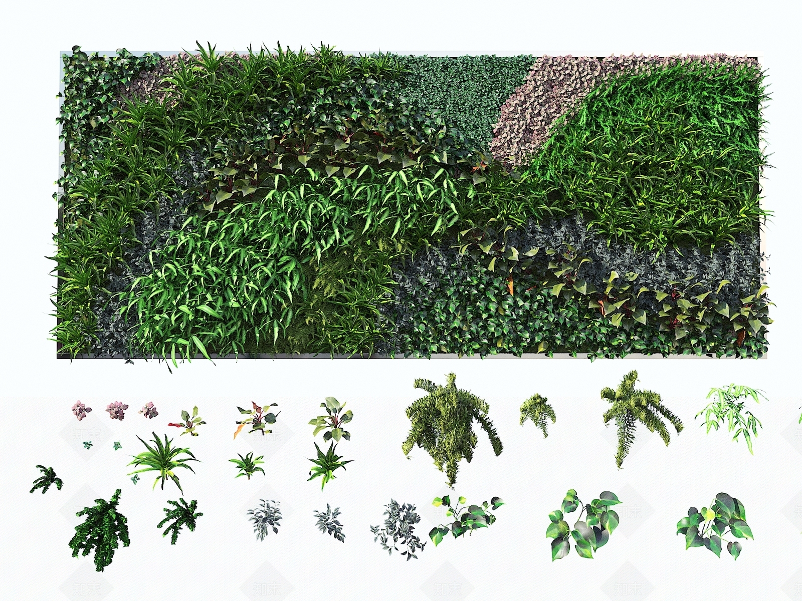 植物墙3D模型下载【ID:1149397357】
