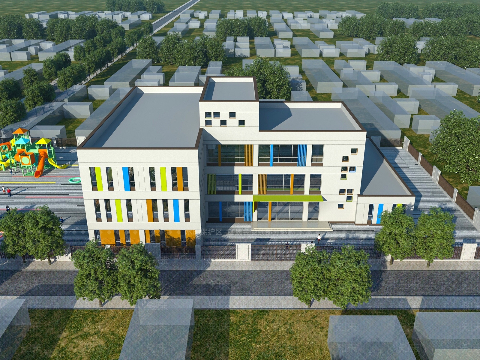 现代学校外观3D模型下载【ID:1149399118】
