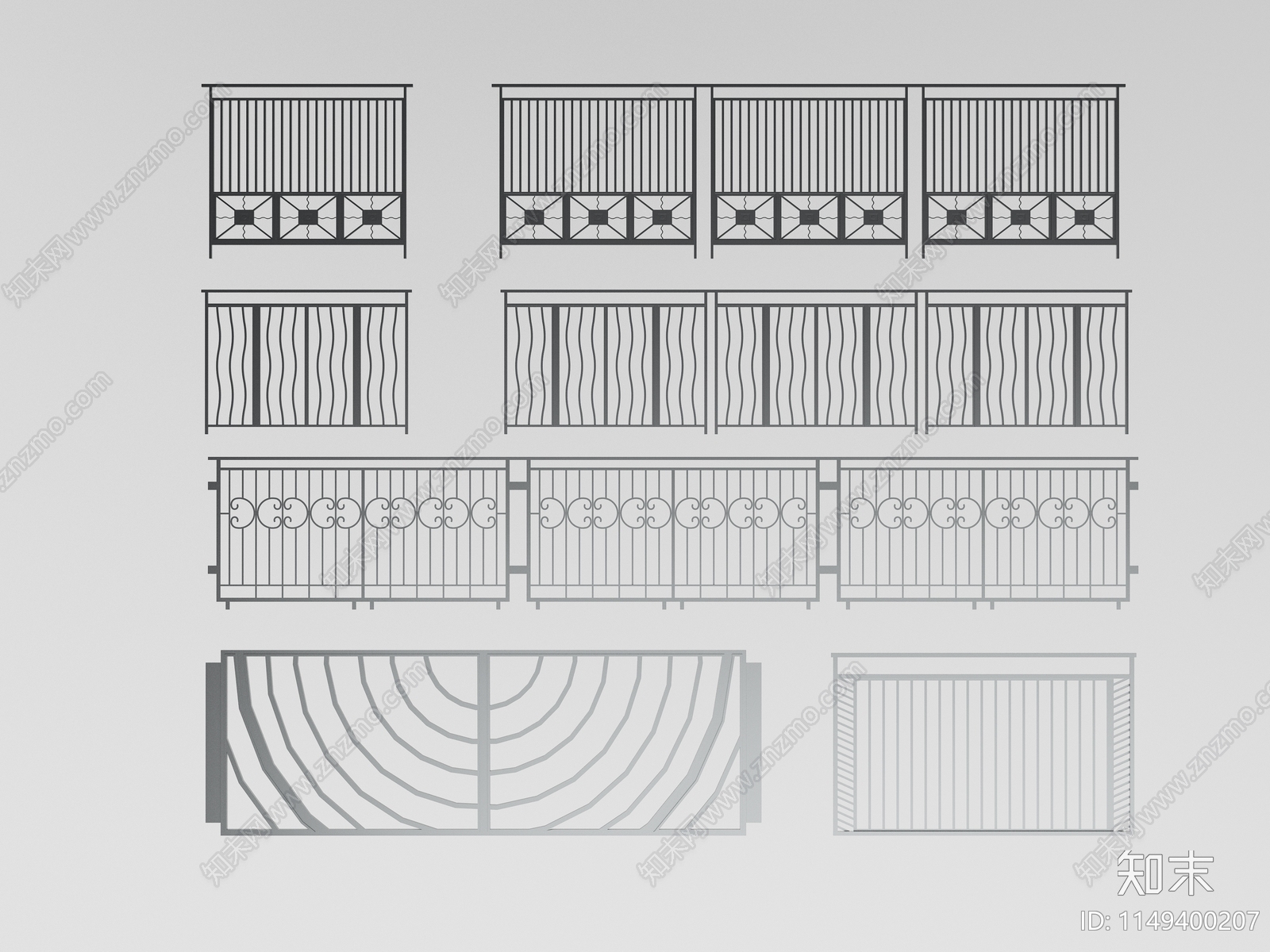 现代栏杆3D模型下载【ID:1149400207】