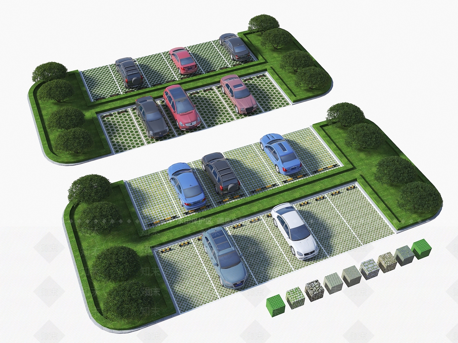 现代户外停车场3D模型下载【ID:1149401288】