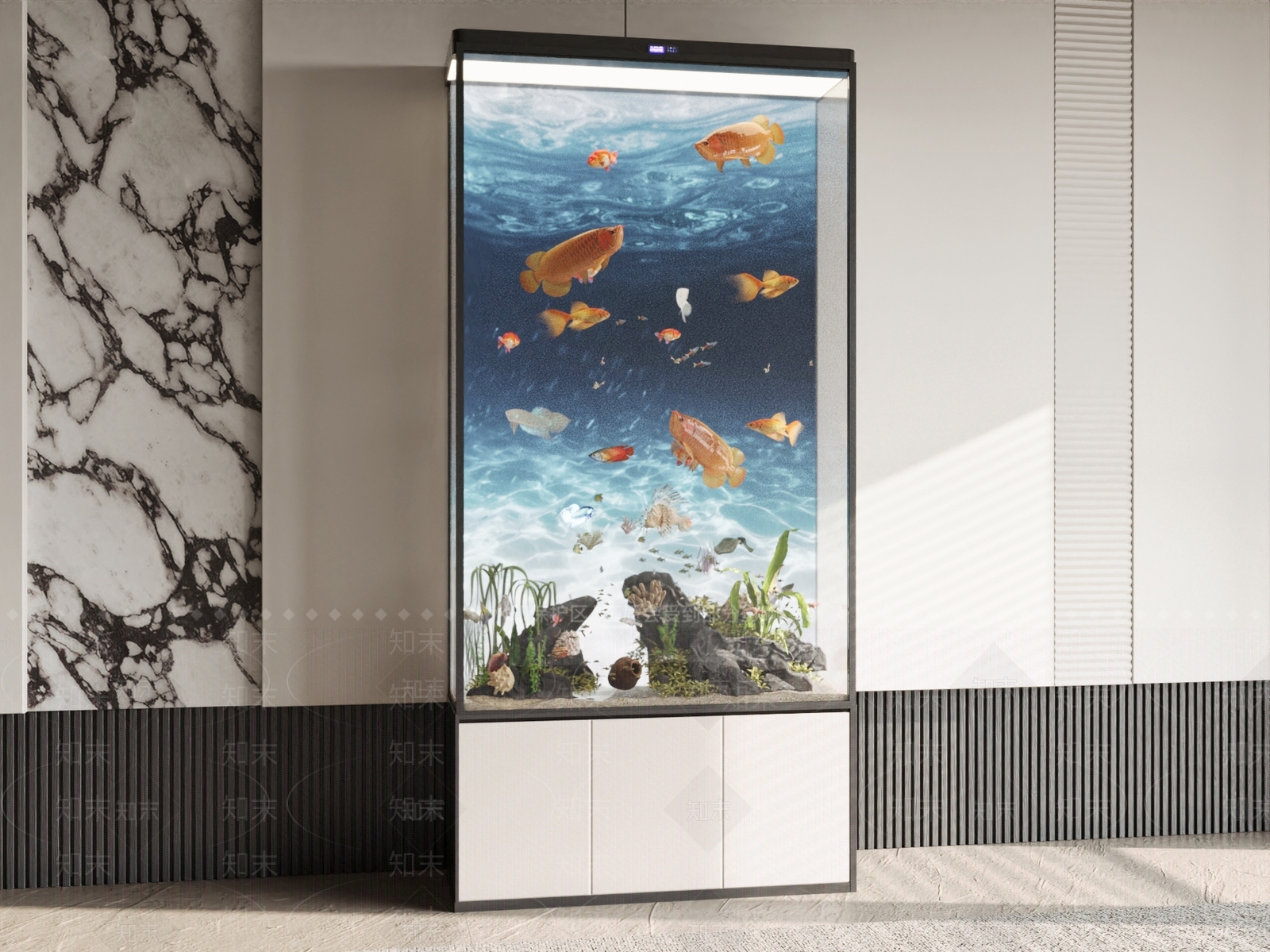 现代鱼缸水族3D模型下载【ID:1149403650】