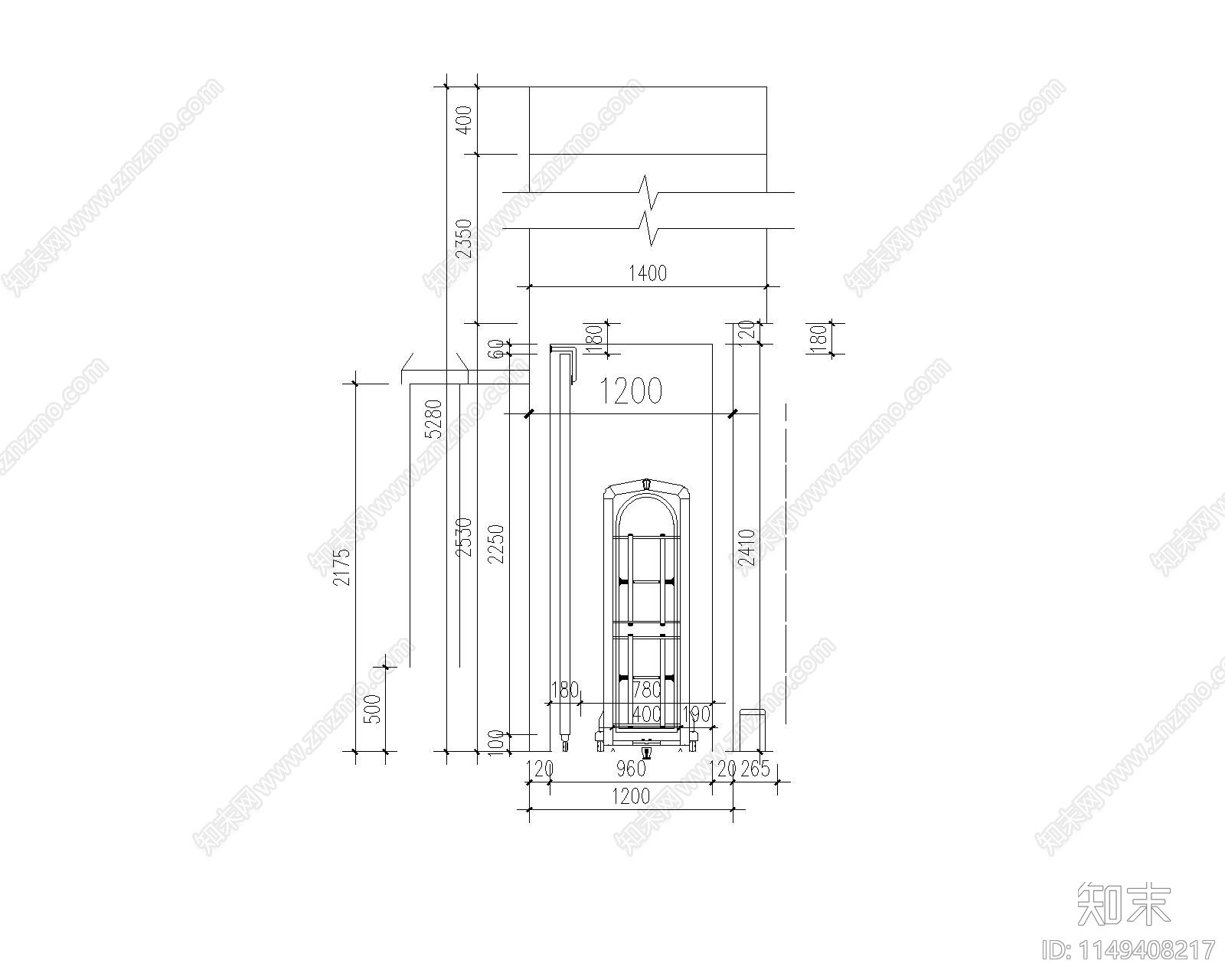 大院铝合金电子移门cad施工图下载【ID:1149408217】