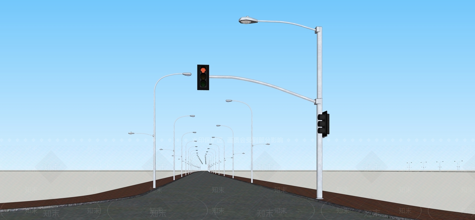 现代路灯SU模型下载【ID:1149411569】