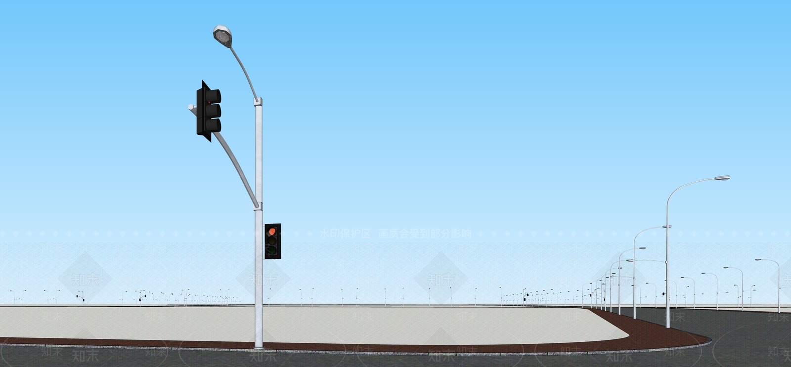 现代路灯SU模型下载【ID:1149411569】