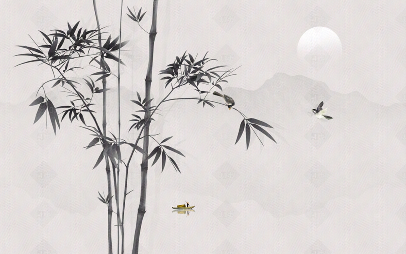 中式水墨山水画贴图下载【ID:1149412657】_【知末网贴图库】