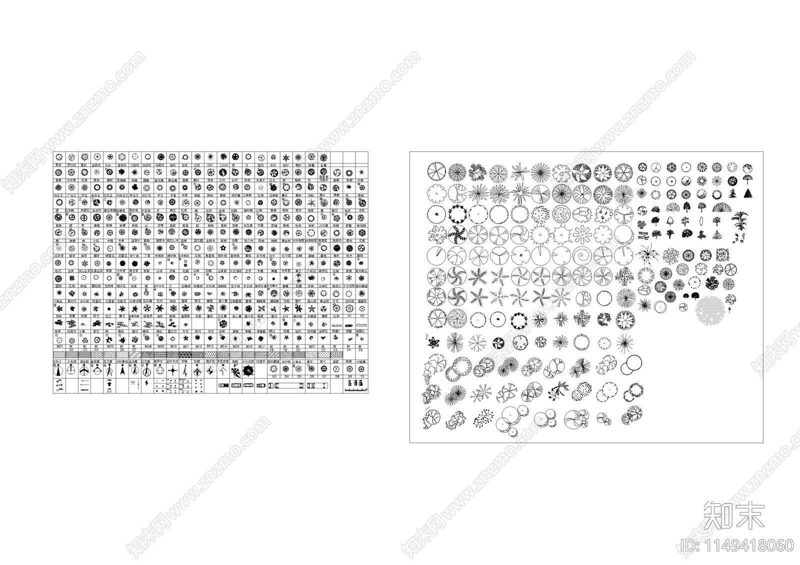 常用园林植物图库施工图下载【ID:1149418060】