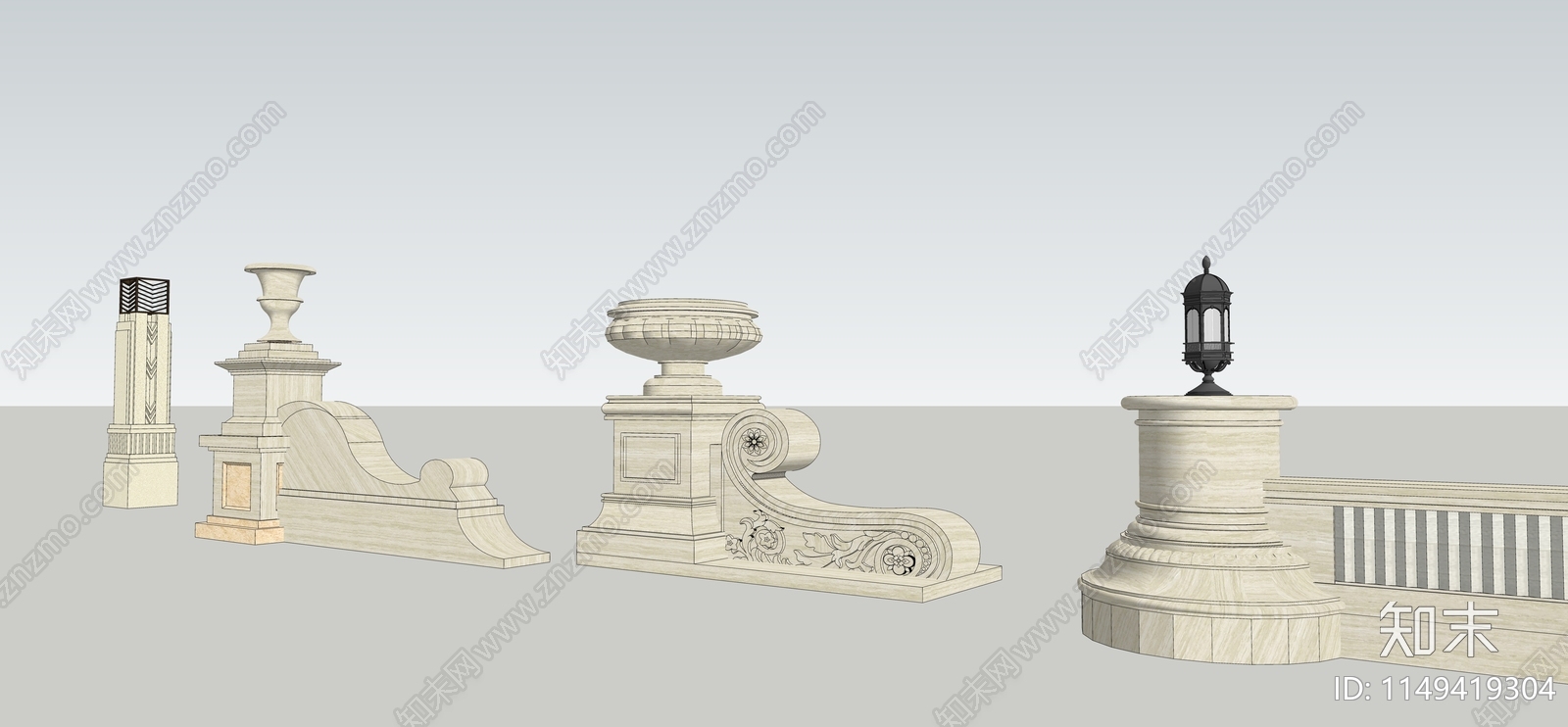 法式景观柱SU模型下载【ID:1149419304】