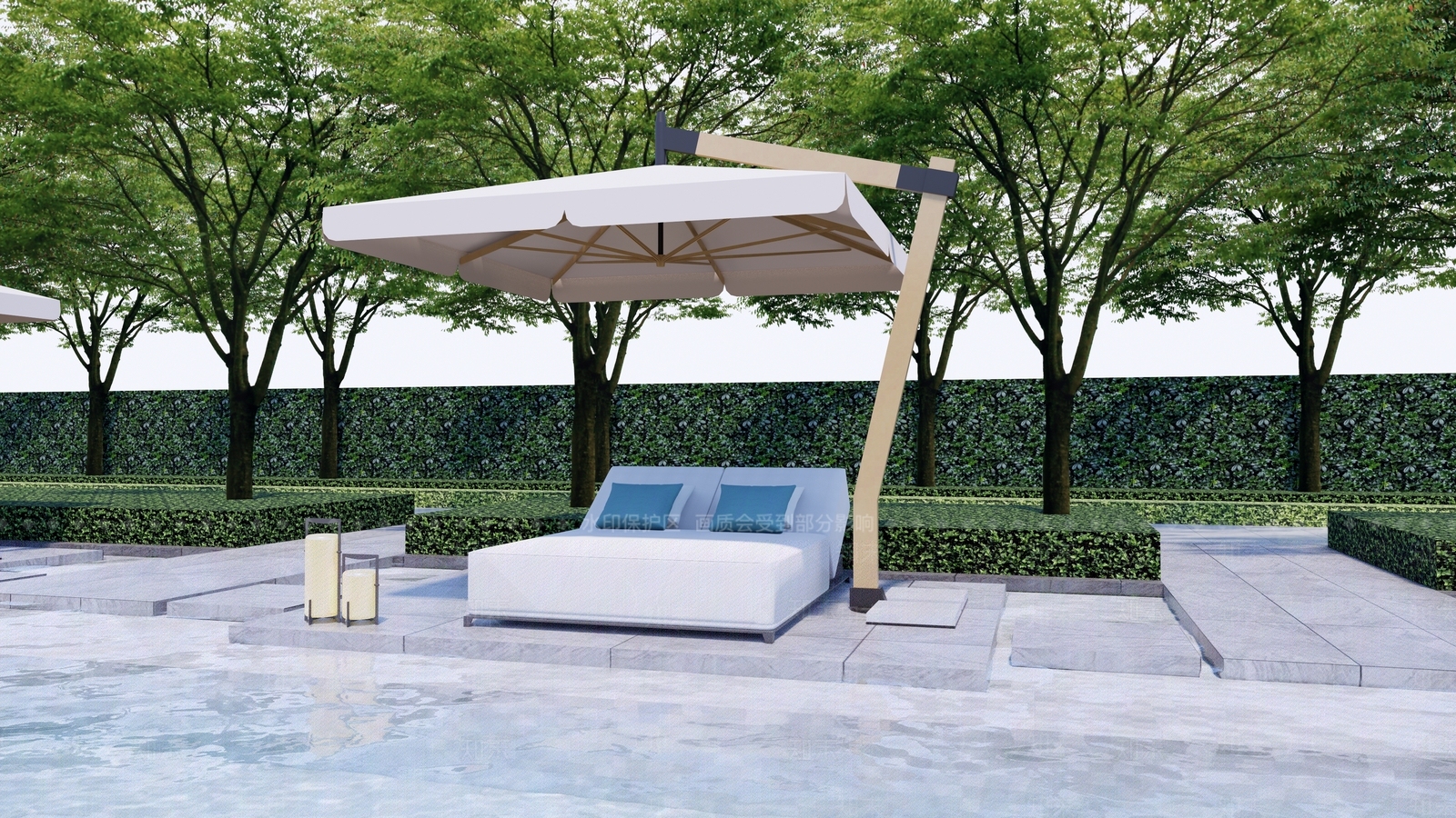 现代泳池沙发躺椅SU模型下载【ID:1150028431】