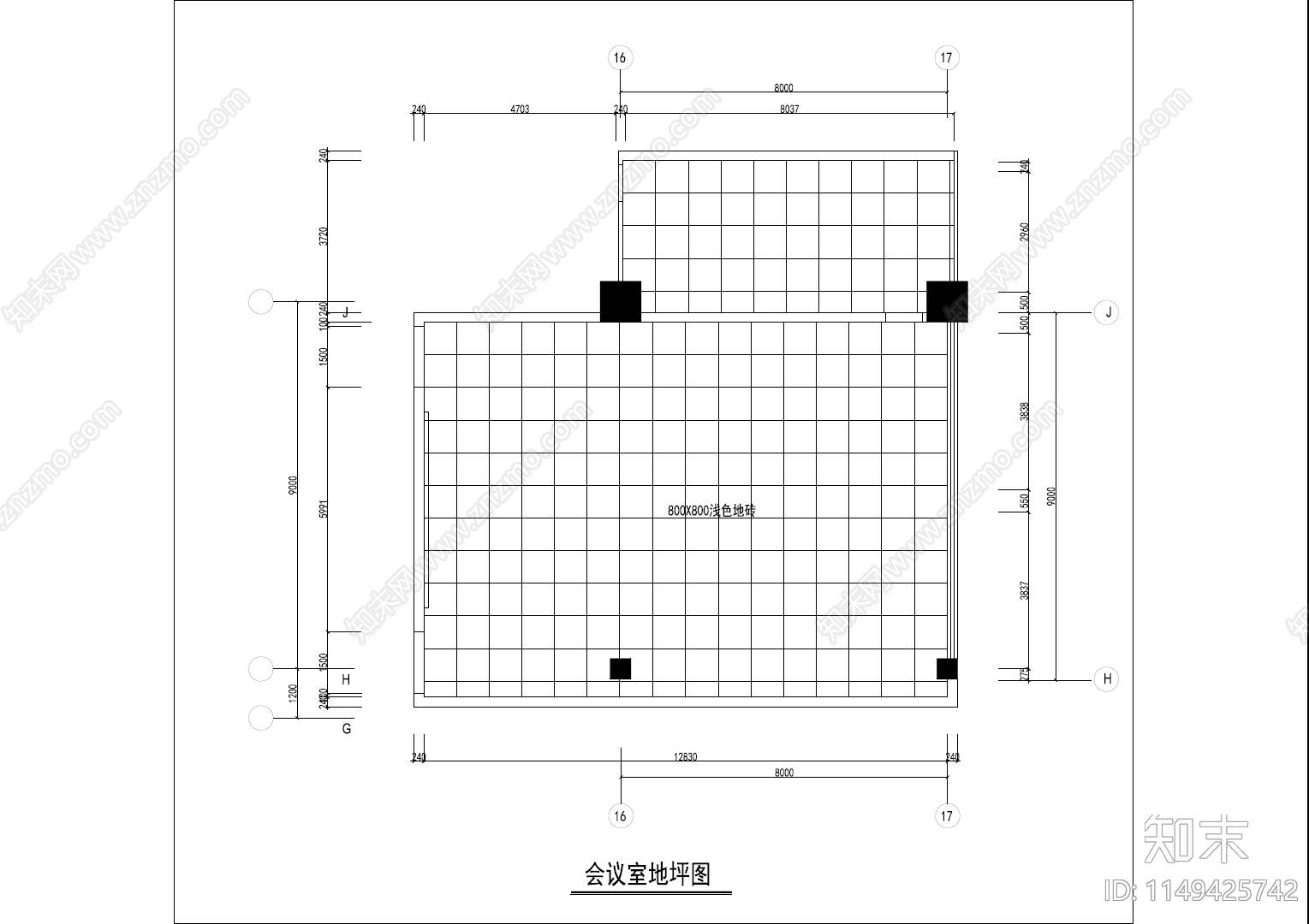 117平米会议室装饰详图cad施工图下载【ID:1149425742】