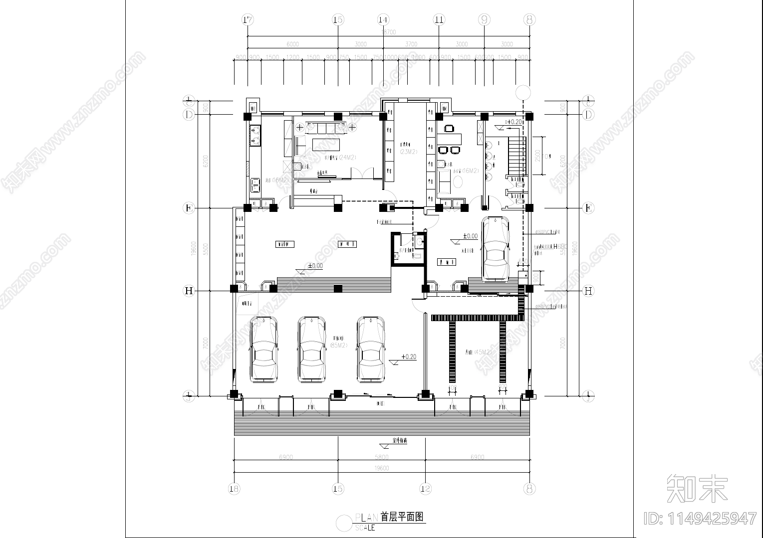 汽车美容店装修图cad施工图下载【ID:1149425947】