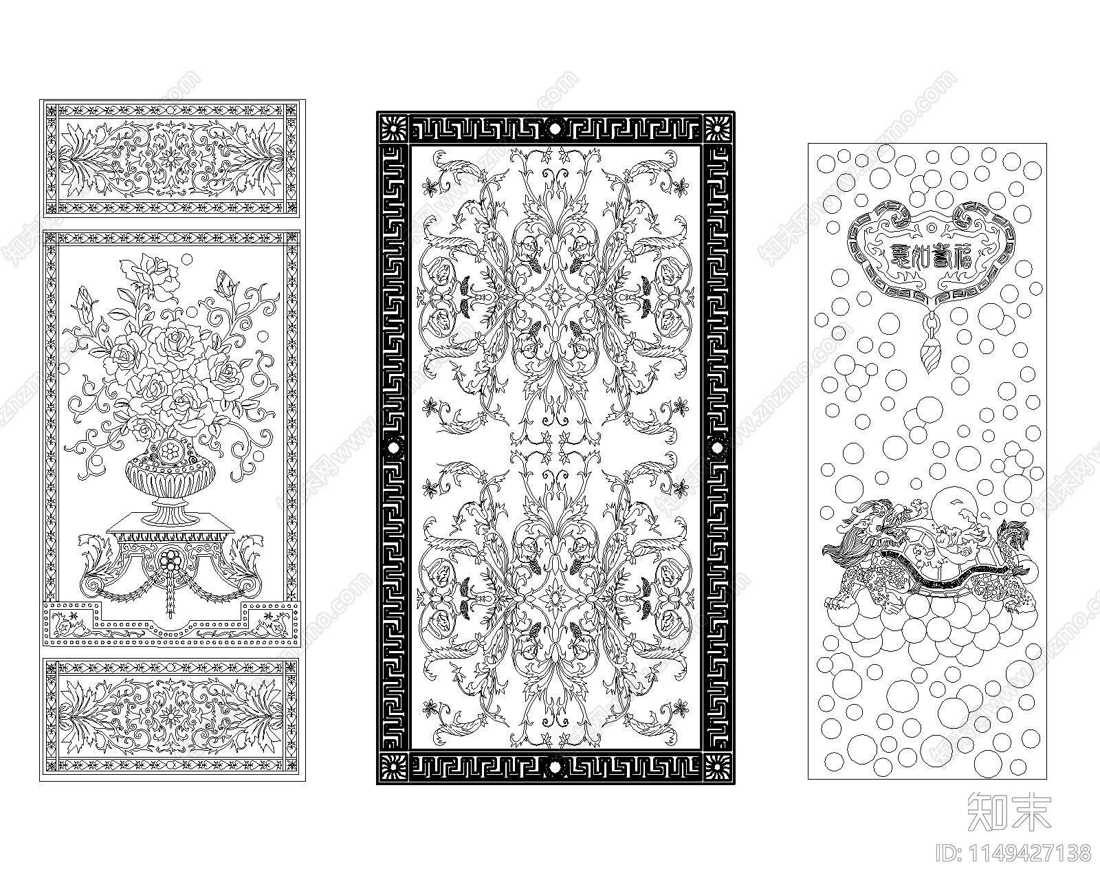 中式挂毯矢量图库施工图下载【ID:1149427138】