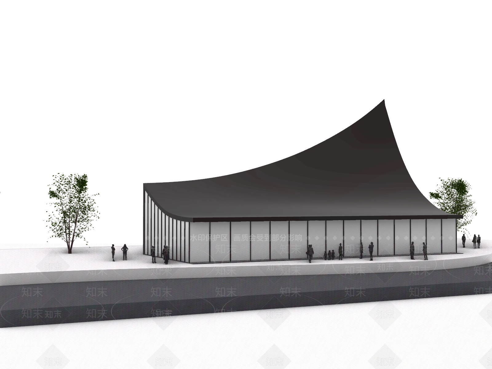 现代展览馆建筑SU模型下载【ID:1149427300】