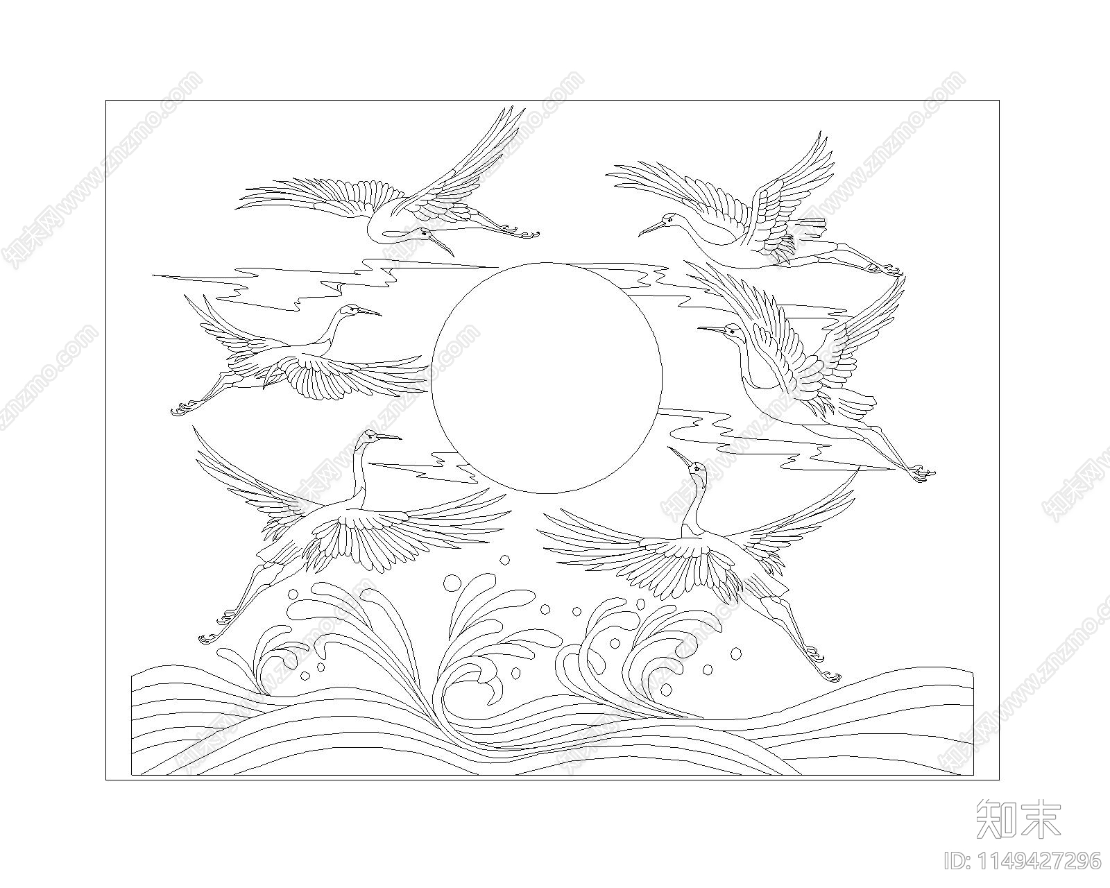 艺术玻璃鹤鸣九天图块cad施工图下载【ID:1149427296】