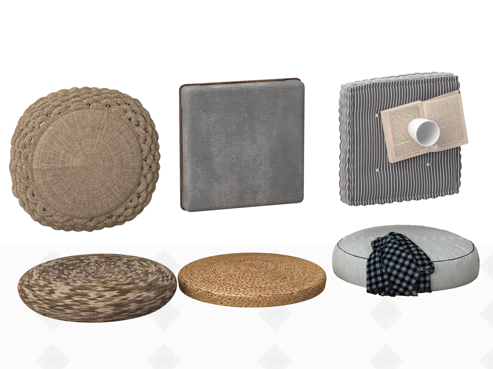 新中式蒲团坐垫3D模型下载【ID:1149428025】