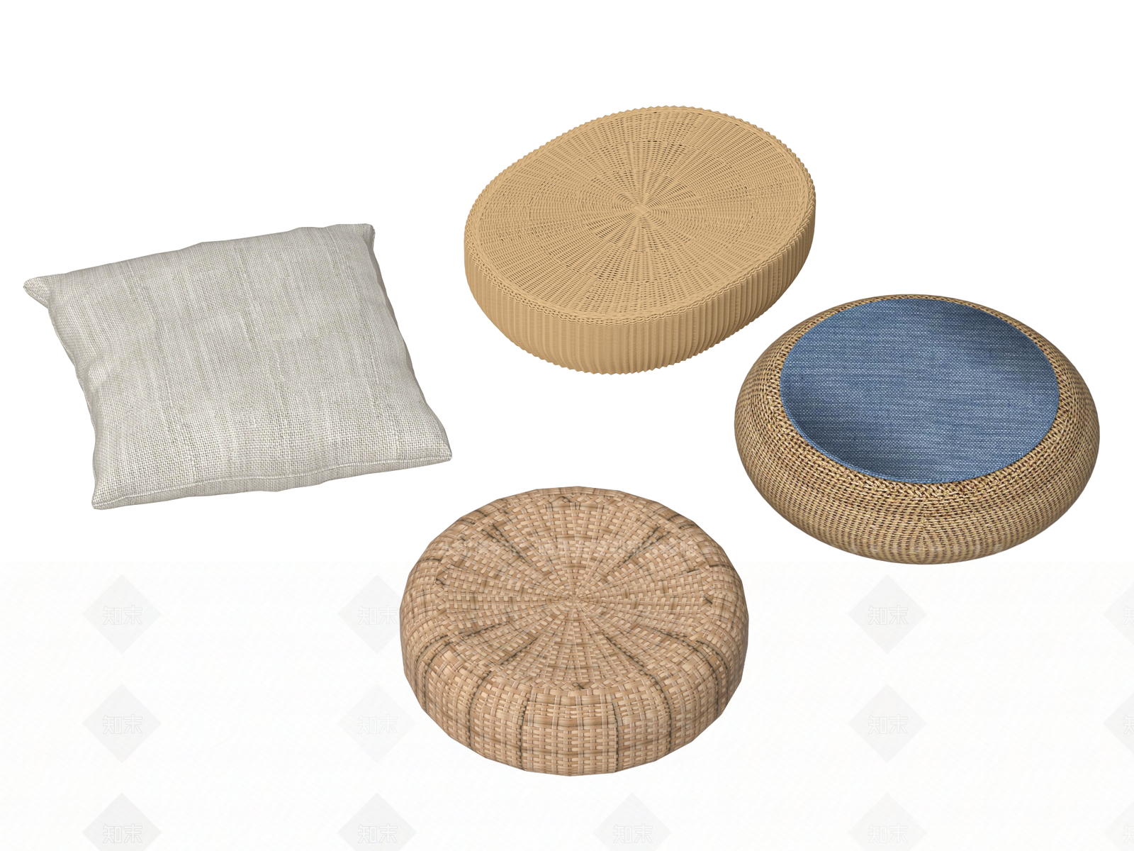 新中式蒲团坐垫3D模型下载【ID:1149428354】