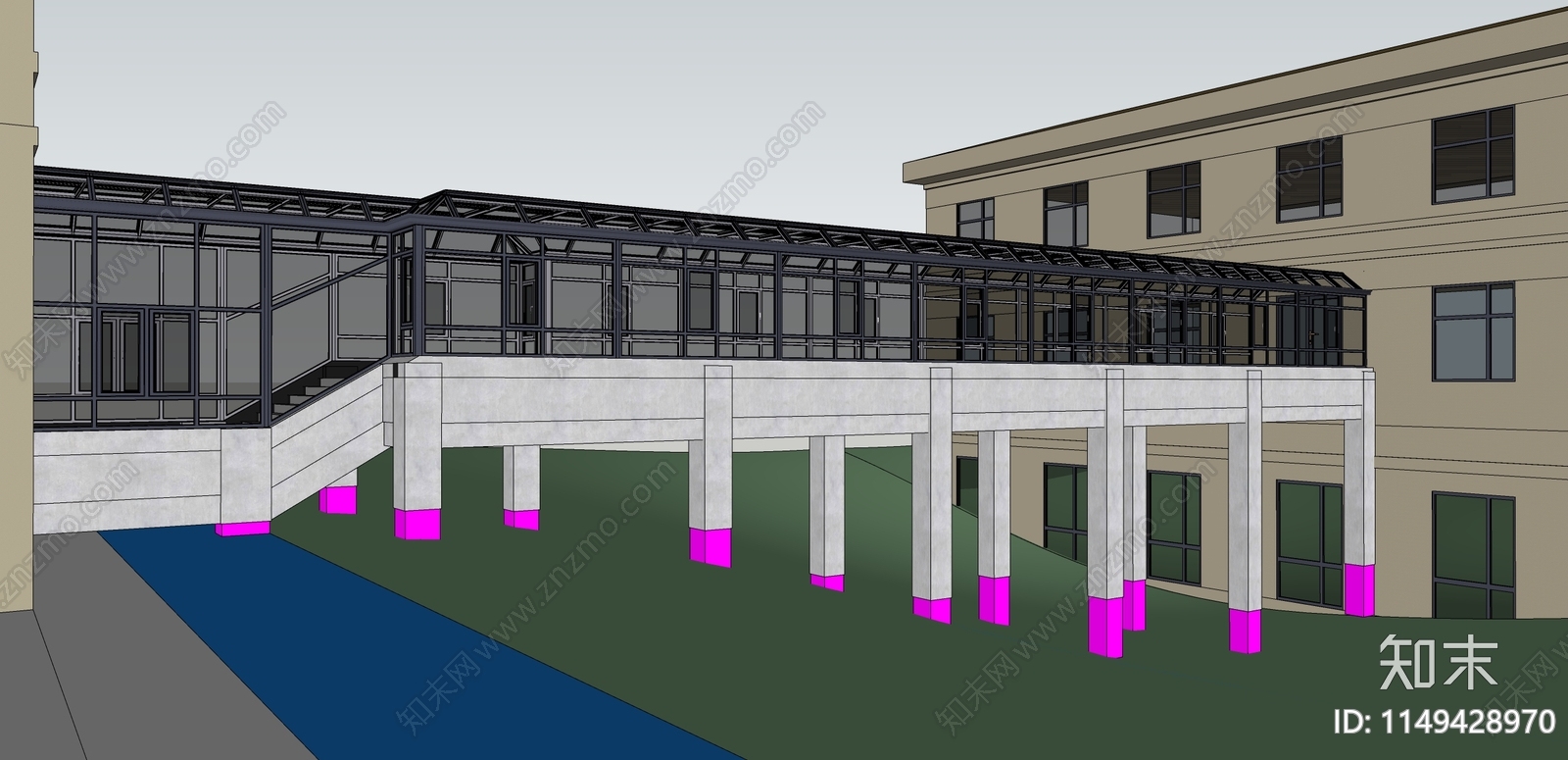 现代阳光房长廊SU模型下载【ID:1149428970】