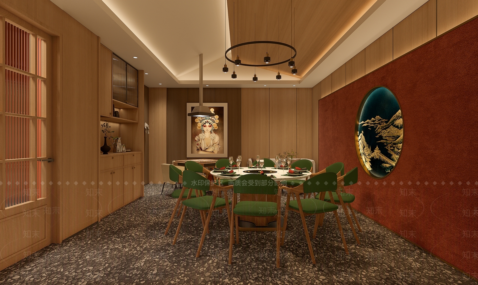 新中式火锅店包间3D模型下载【ID:1149429240】_知末3d模型网