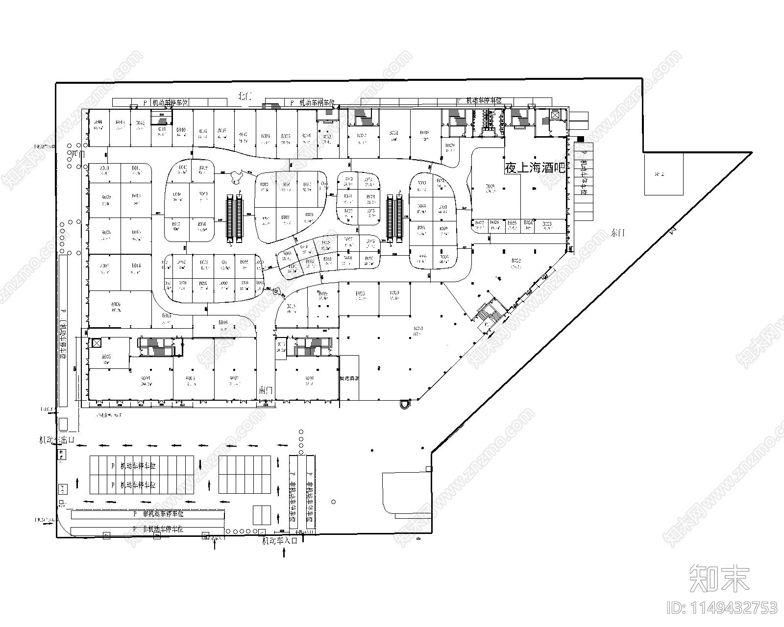 小商品市场平面图cad施工图下载【ID:1149432753】