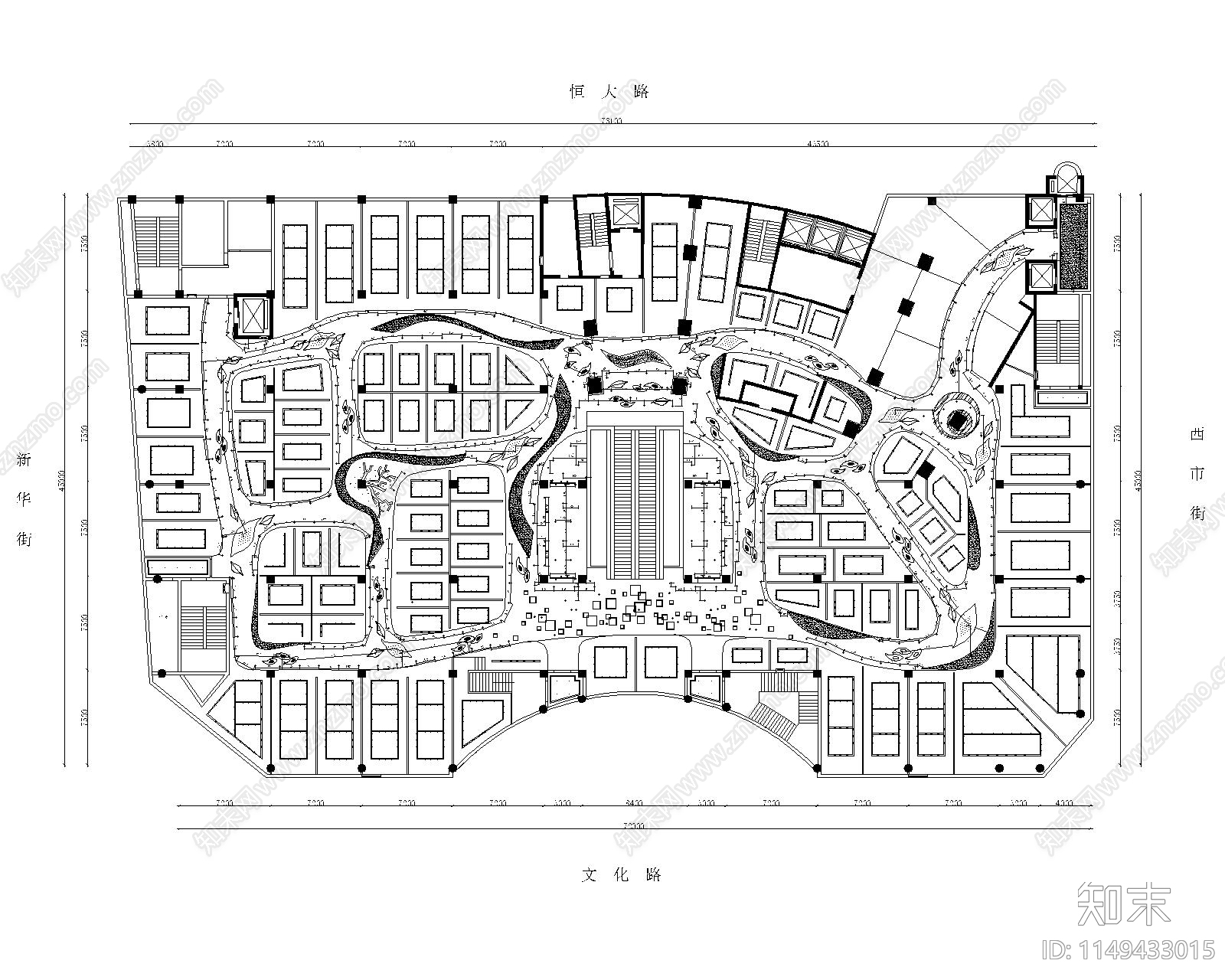 百货商城平面图cad施工图下载【ID:1149433015】