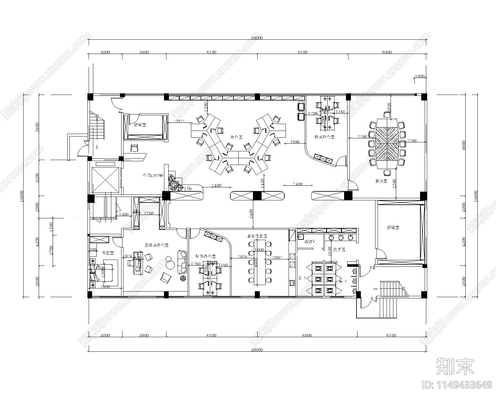 海棠小微创业园办公室cad施工图下载【ID:1149433649】