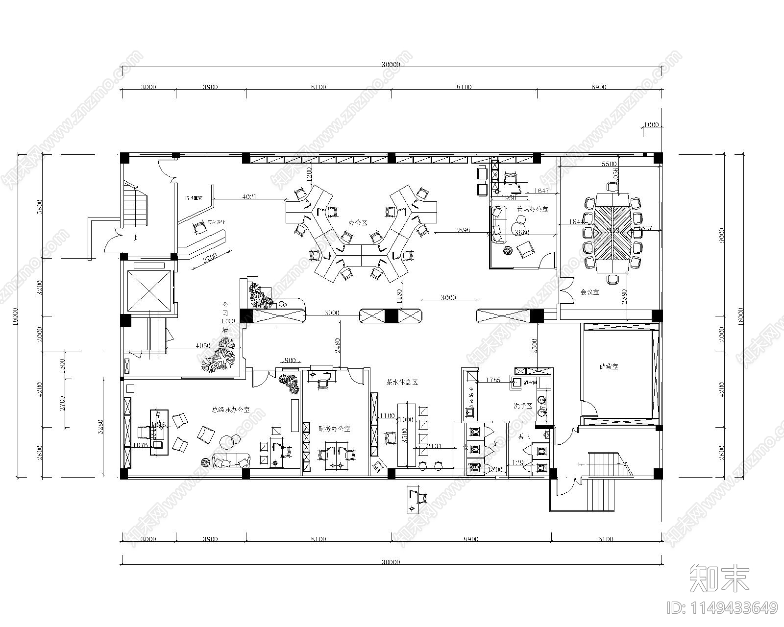 海棠小微创业园办公室cad施工图下载【ID:1149433649】