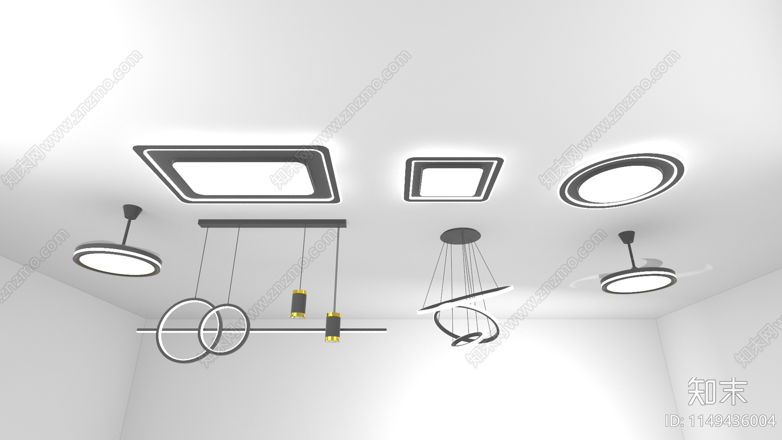 现代灯具组合3D模型下载【ID:1149436004】