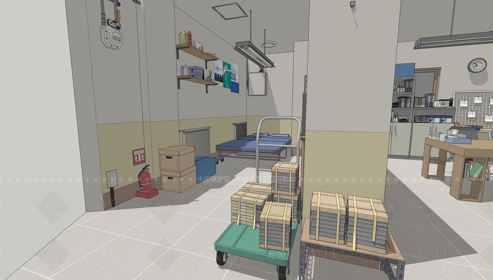 现代学校办公室SU模型下载【ID:1149436655】