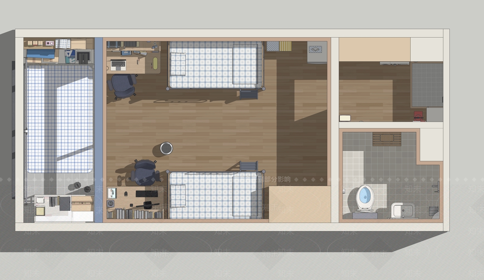 现代学校宿舍SU模型下载【ID:1149436852】