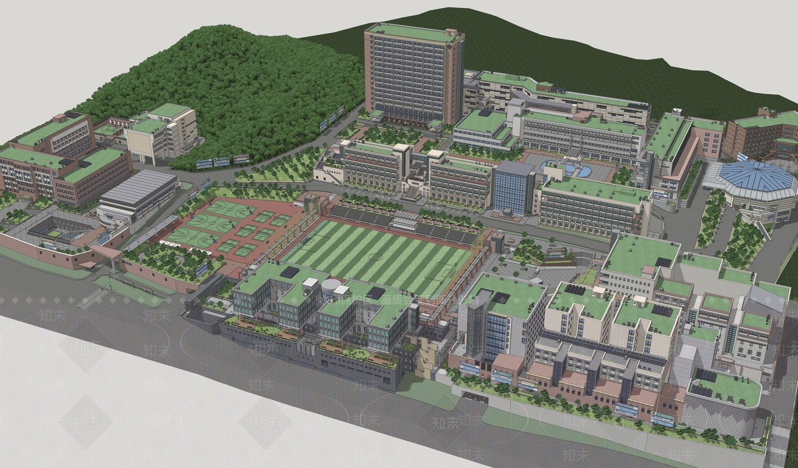 现代大学校园SU模型下载【ID:1149437002】