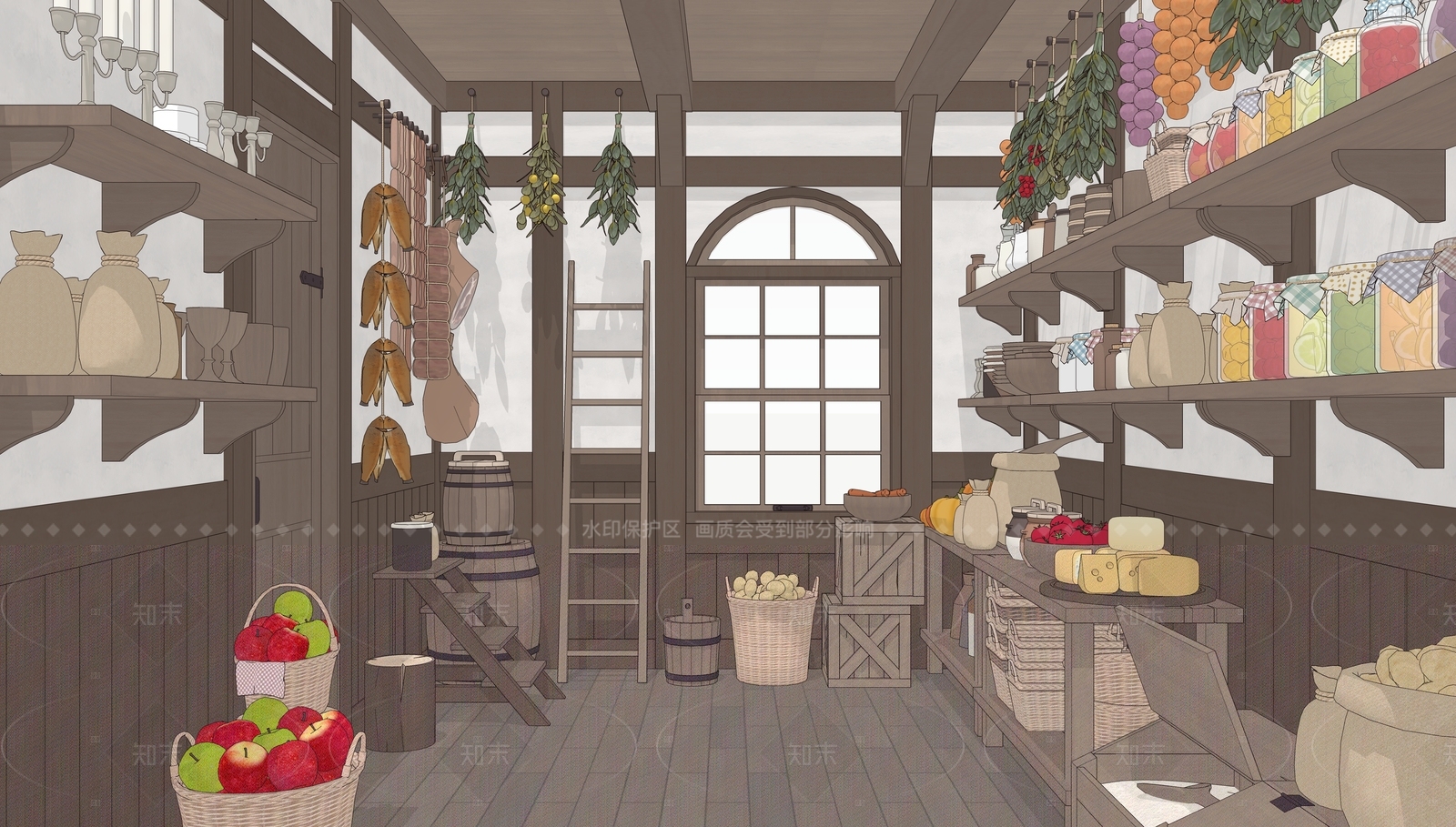 中式封闭式厨房SU模型下载【ID:1216014763】