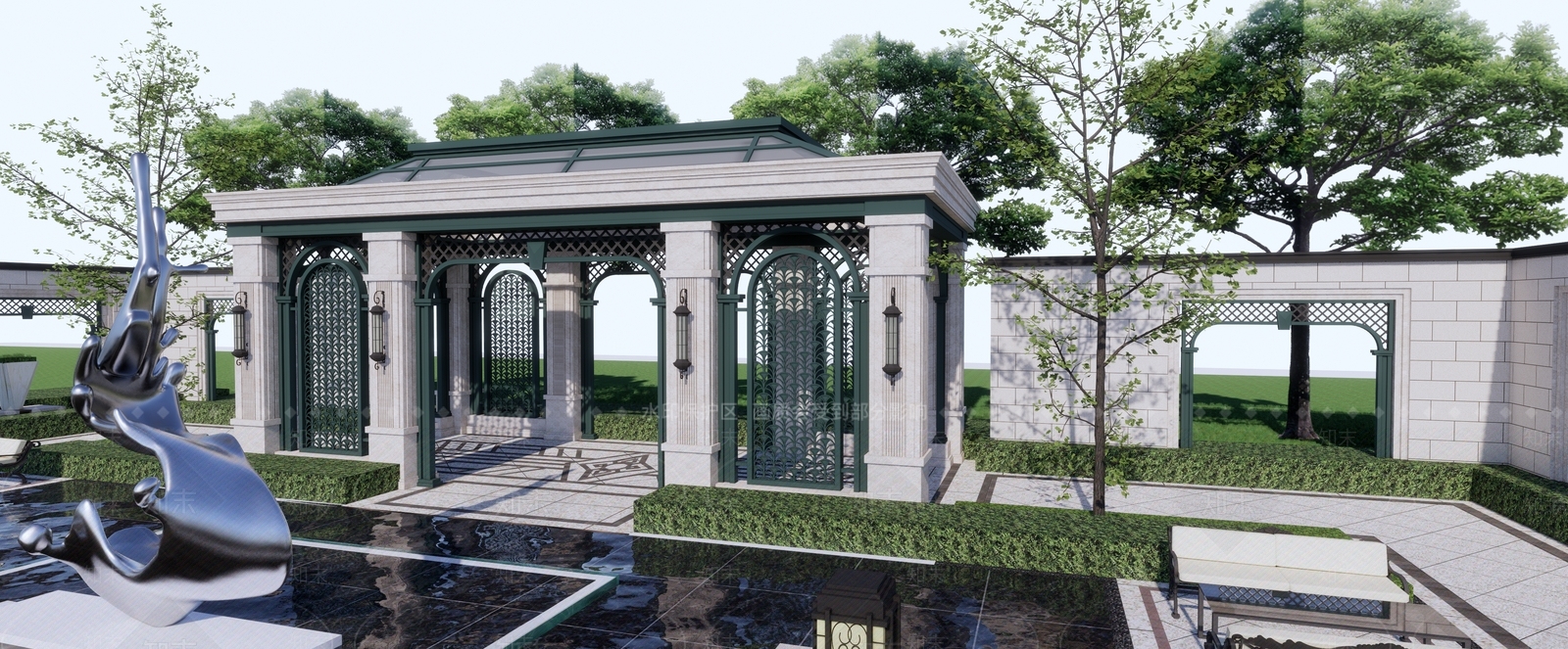 欧式古典廊架SU模型下载【ID:1149437763】