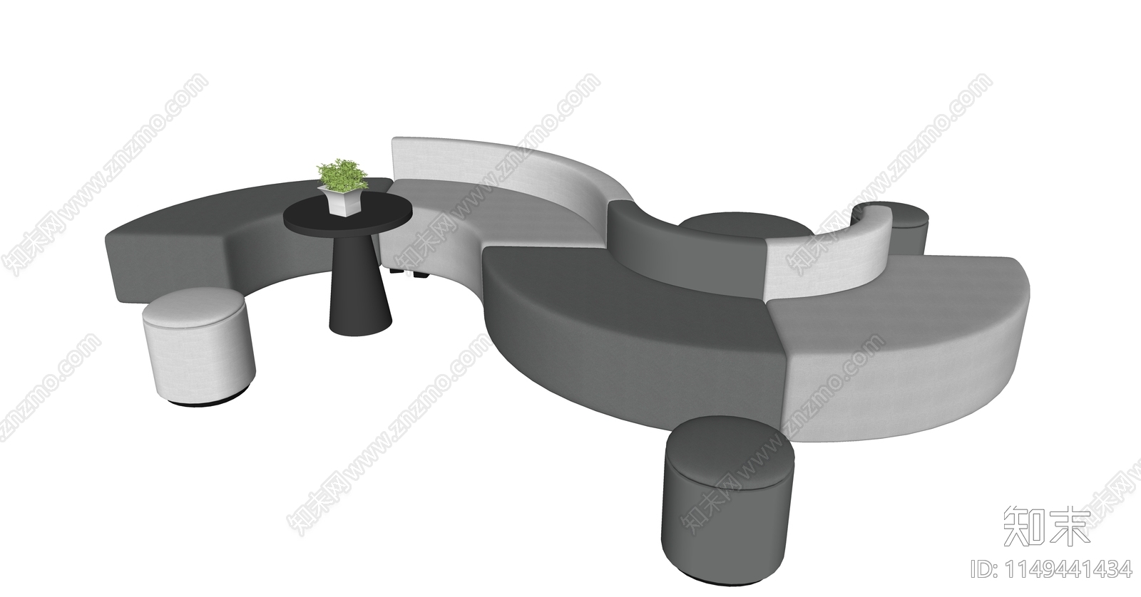 现代办公异形沙发SU模型下载【ID:1149441434】