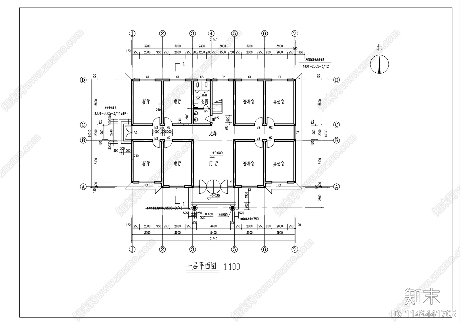 某三层办公综合楼施工图下载【ID:1149441705】