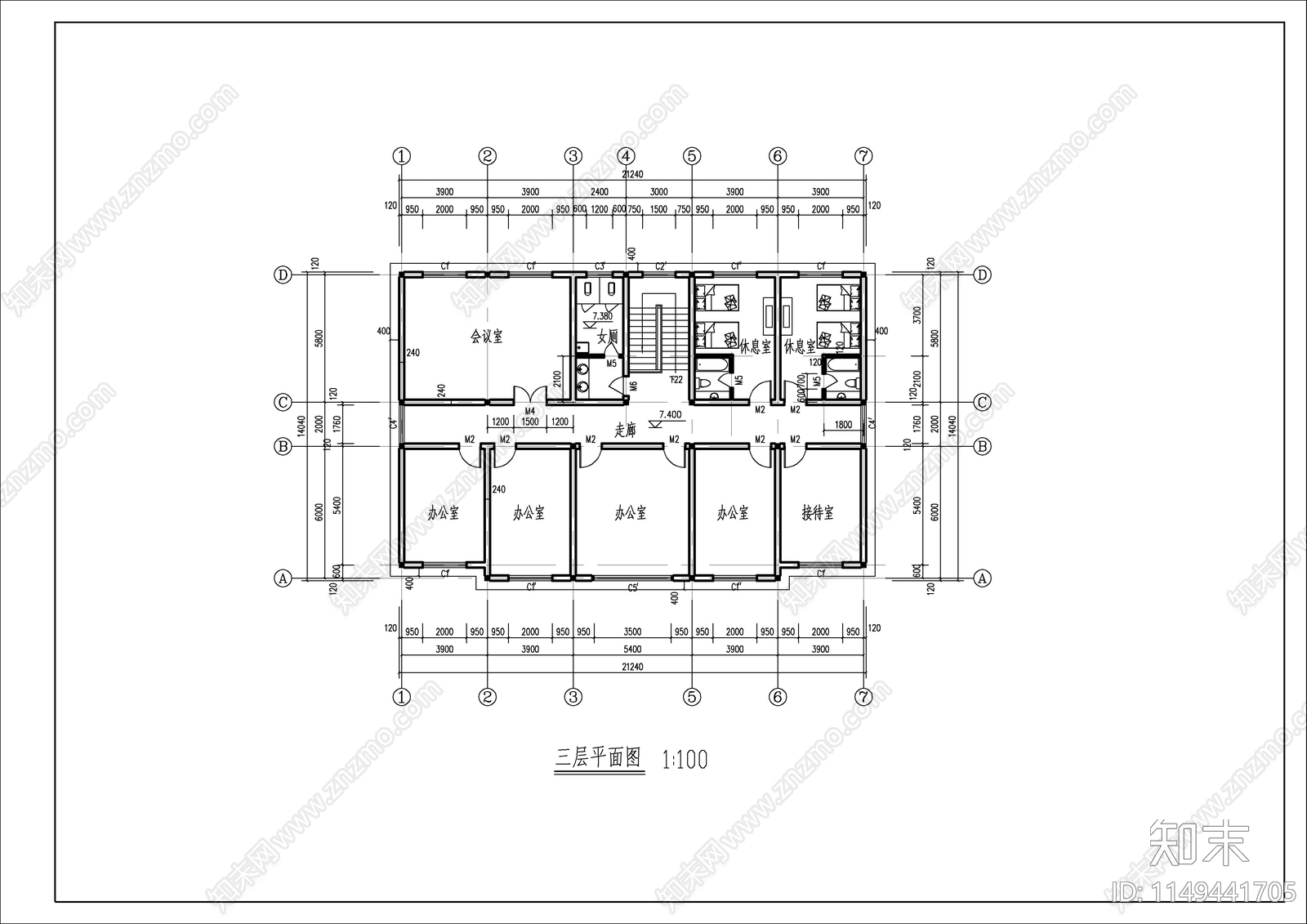 某三层办公综合楼施工图下载【ID:1149441705】