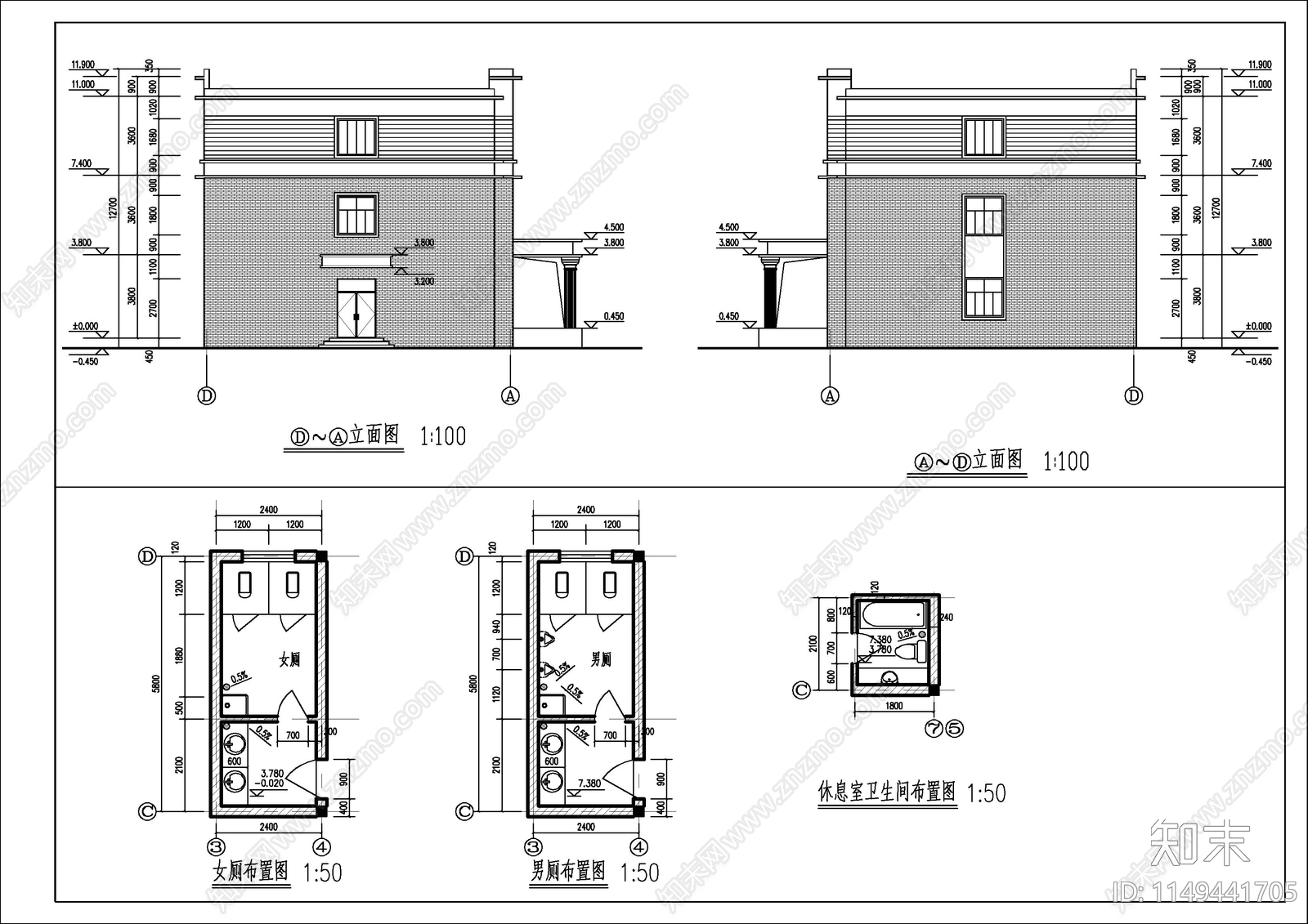 某三层办公综合楼施工图下载【ID:1149441705】