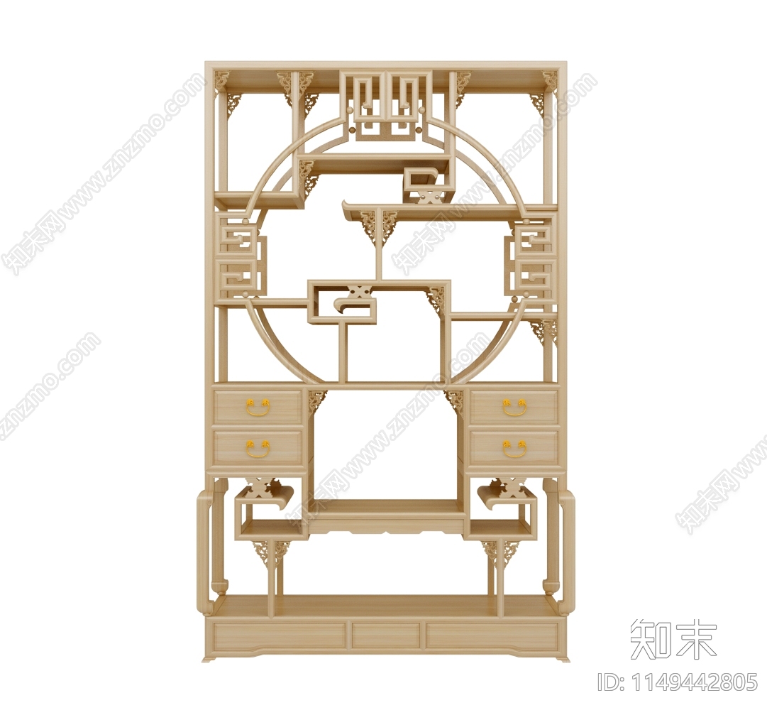 中式博古架3D模型下载【ID:1149442805】