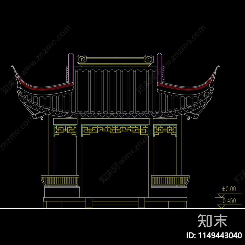 中式园林四角凉亭施工图下载【ID:1149443040】