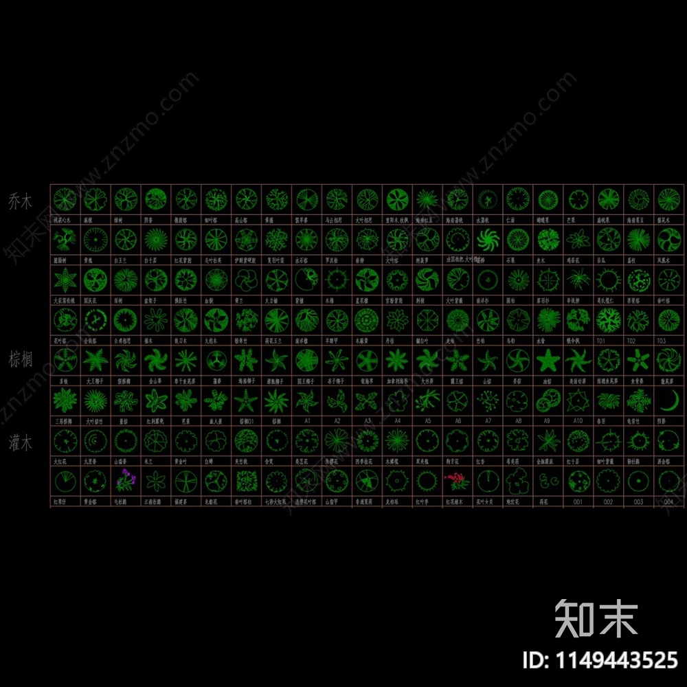 园林植物平面施工图下载【ID:1149443525】