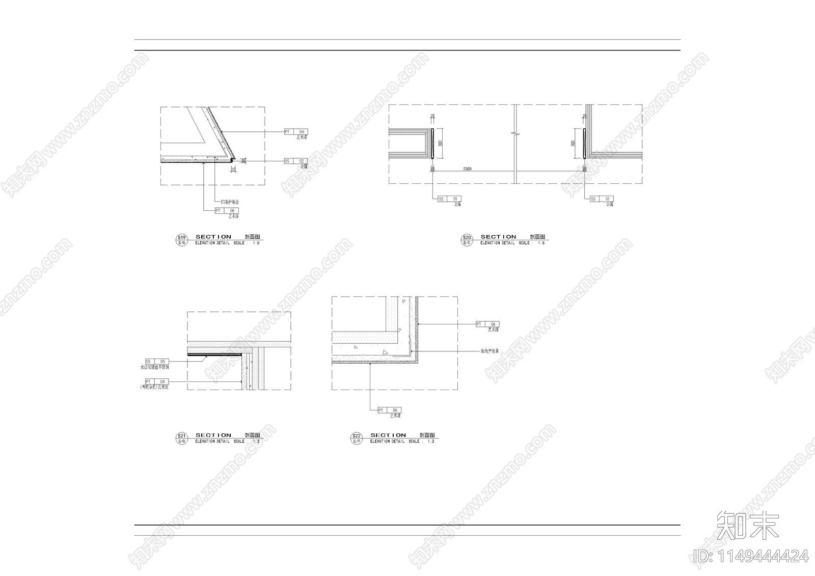 上海某售楼处设计施工图cad施工图下载【ID:1149444424】