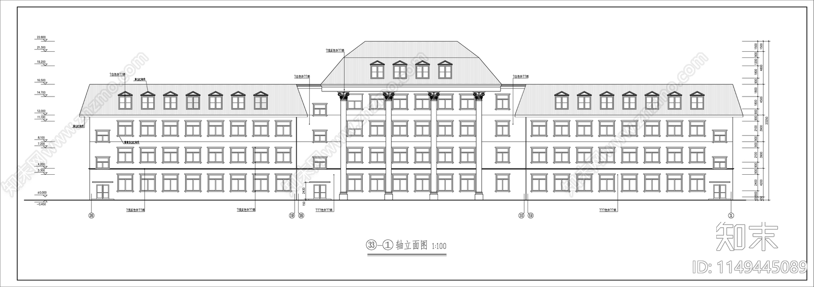 多层办公楼建筑cad施工图下载【ID:1149445089】