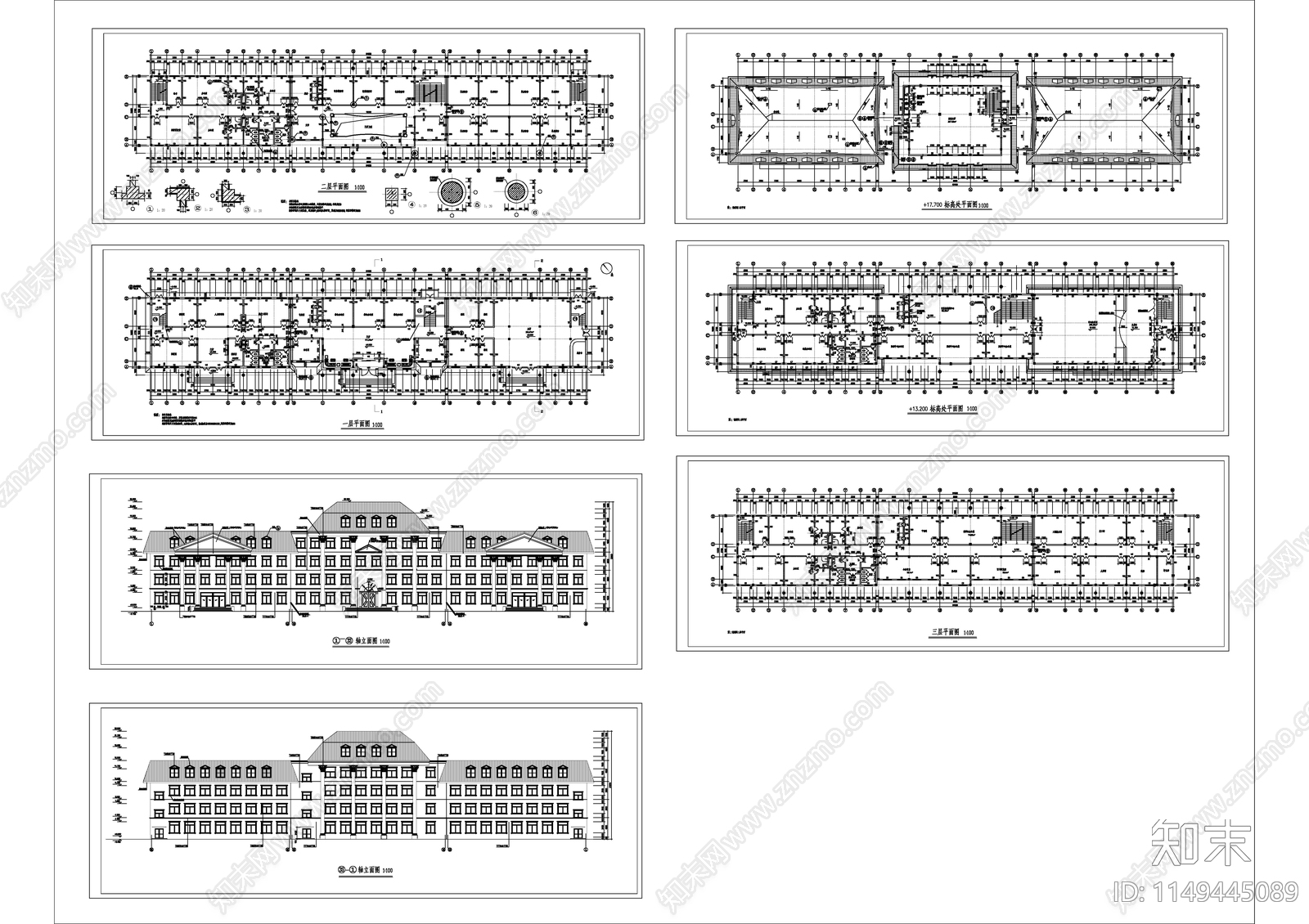 多层办公楼建筑cad施工图下载【ID:1149445089】