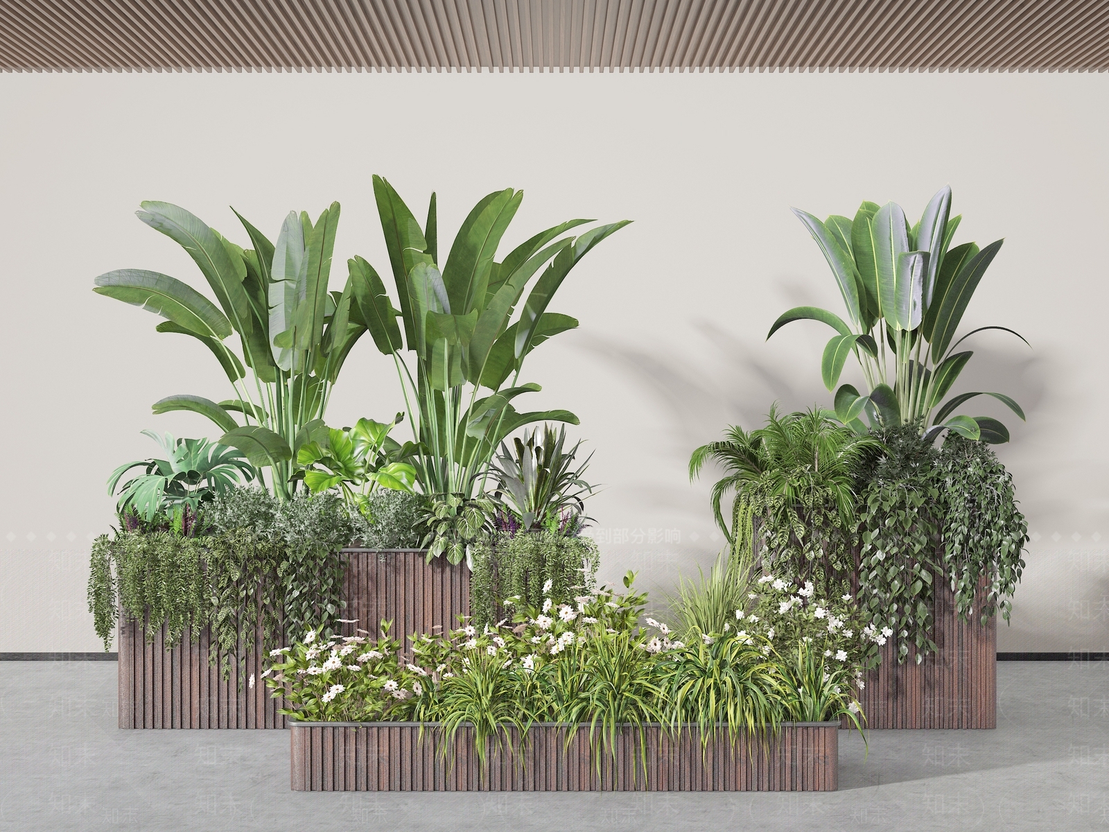 现代绿植花箱3D模型下载【ID:1149446246】