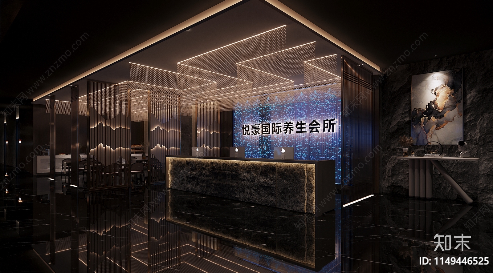 新中式足浴前台3D模型下载【ID:1149446525】