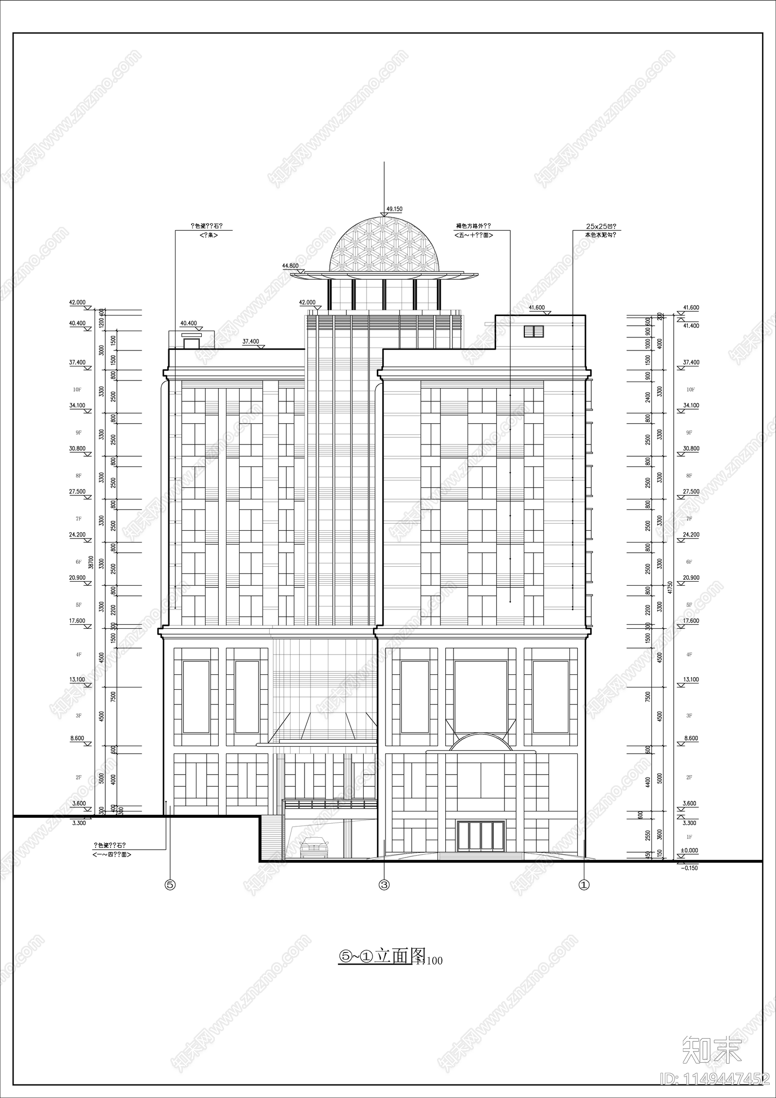 欧式风格酒店建筑方案cad施工图下载【ID:1149447452】