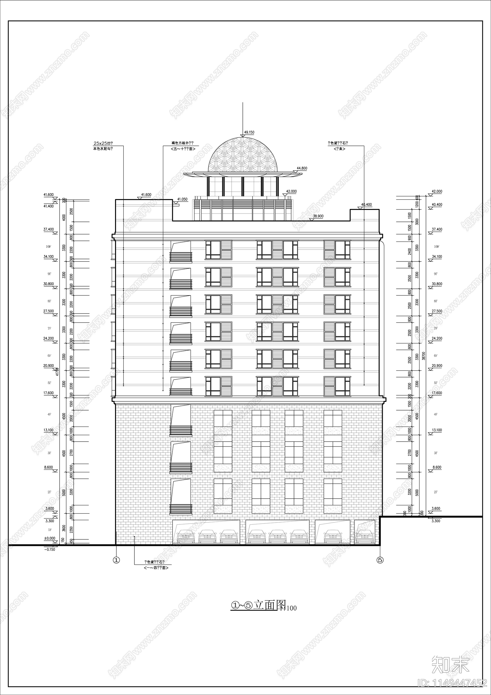 欧式风格酒店建筑方案cad施工图下载【ID:1149447452】