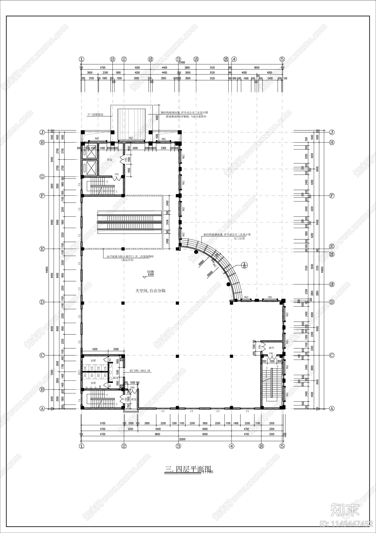 欧式风格酒店建筑方案cad施工图下载【ID:1149447452】